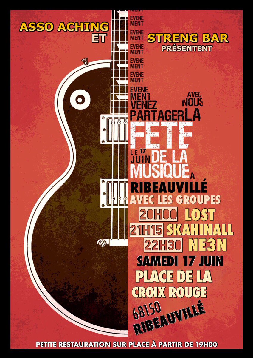 Ne3n4's tweet photo. Retrouvez-nous Samedi 17 Juin à Ribeauvillé, Place de La Croix Rouge à côté du Streng Bar  🎶🎸🎶😀 https://t.co/62sZTaH8bu