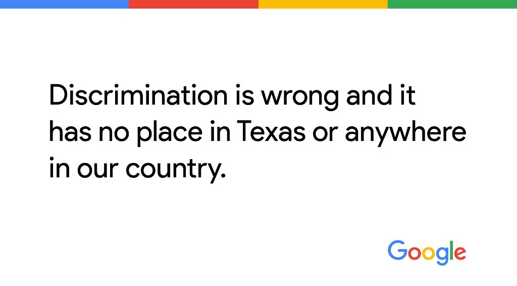 Discrimination is wrong and it has no place in Texas or anywhere in our country.