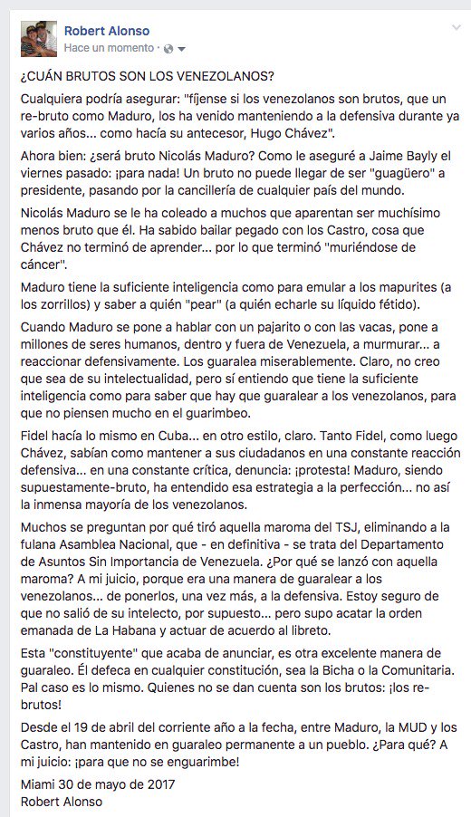 RobAlonso's tweet photo. "¿CUÀN BRUTOS SON LOS VENEZOLANOS?" por Robert Alonso https://t.co/Jy6aGJq69a