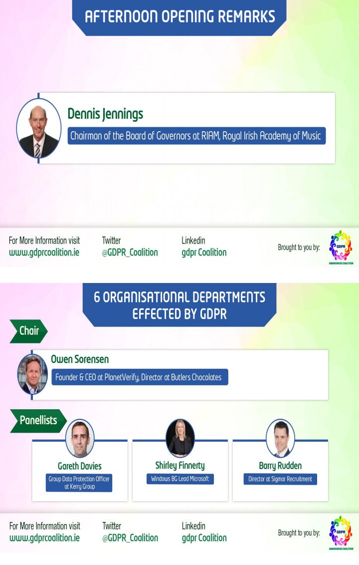 GDPR_Coalition's tweet photo. We have 9.Panels over 6.5 Hrs tomorrow at the #GDPR Zone at FREE to attend @techconnectlive in Dublin from 9:30

Should be fun.

#simplegdpr https://t.co/6fNLjPdBvm