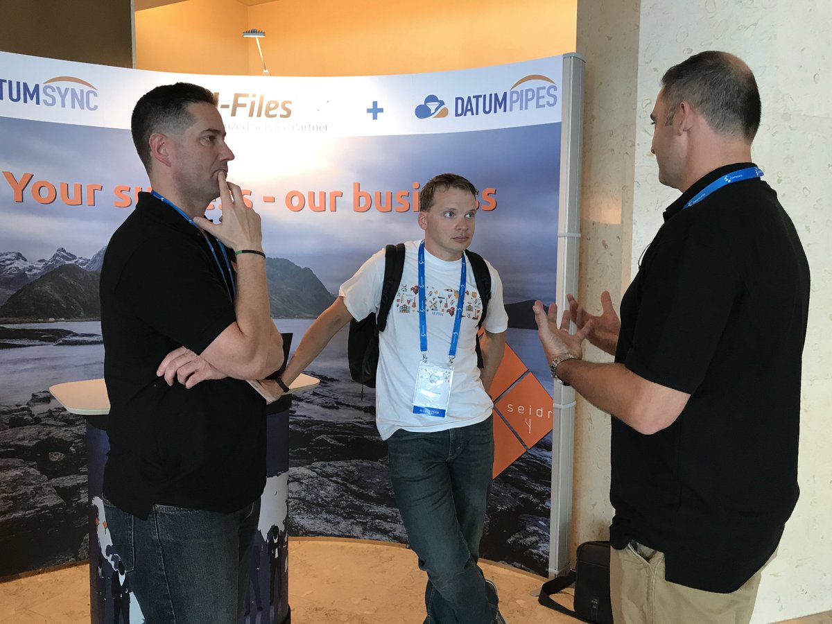 seidrgroup's tweet photo. @helgemilde: Seidr co-founder Owen O'Connor and CTO Dan Stutzman with M-Files' VP of Product @mikajava #MFilesLisbon https://t.co/xzITGTtZse