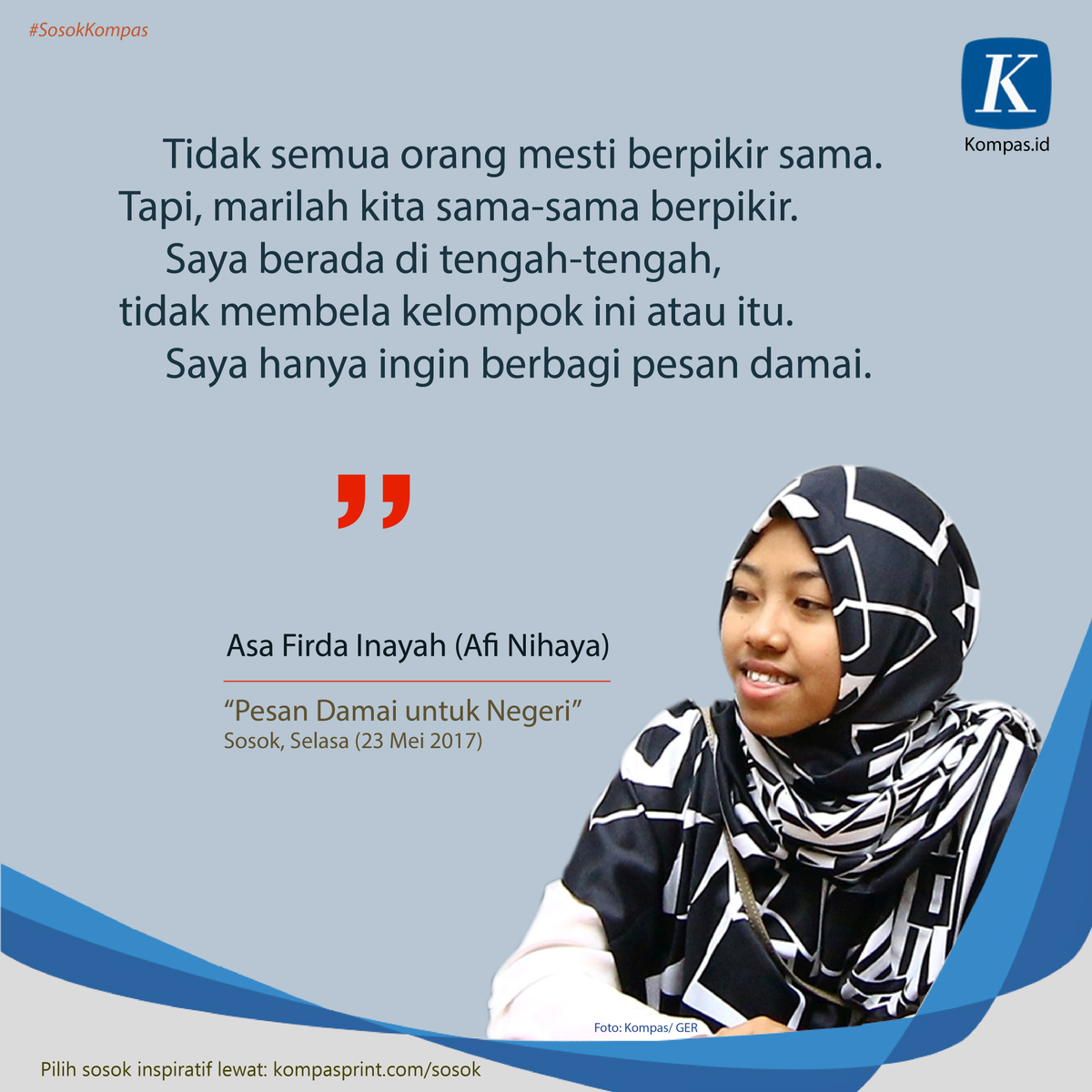 hariankompas's tweet photo. Sekali lagi, ini catatan Afi yang menarik. Dia tak hendak bela kelompok ini atau itu, melainkan ingin berbagi pesan damai. #KitaPancasila https://t.co/TVpg4QXipc