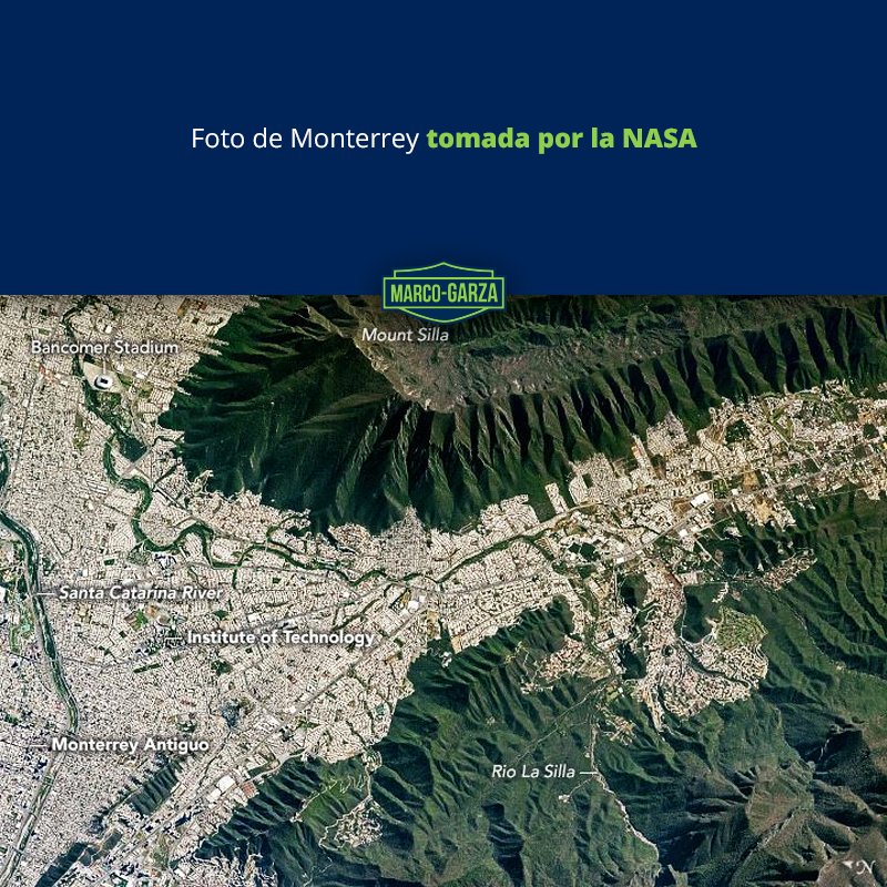 MarcoGarzaC's tweet photo. Les comparto una fotografía del sur de #Monterrey que hace unas semanas difundió la #NASA. 
Yo encontré #SantaLucía ¿Qué zona ven ustedes? 😱 https://t.co/r8yk5S63Tf