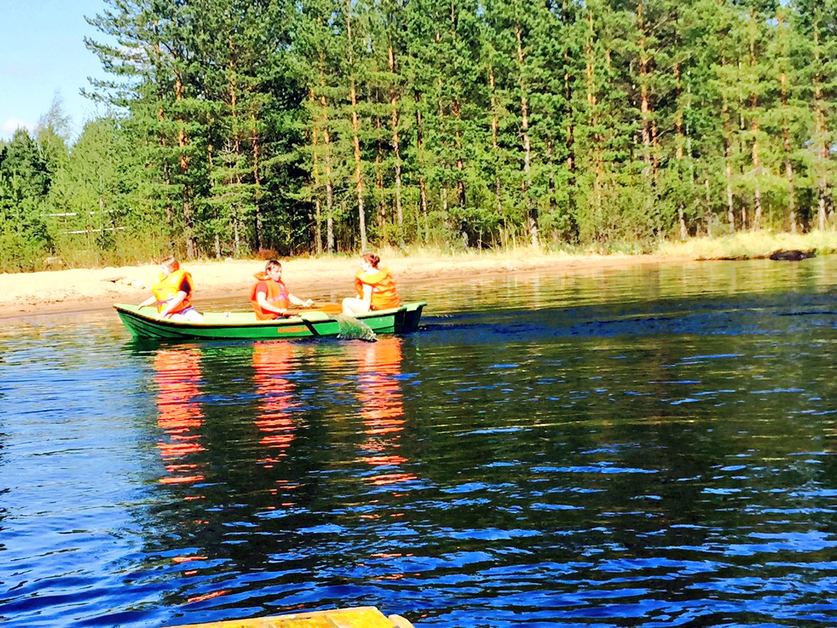 BusinessNSC's tweet photo. Who's afraid of the cold water? Not us! Its like summer for the Brits Water fun, boats, sauna and volleyball in Finland @ns_college https://t.co/CF9sWeiGFd