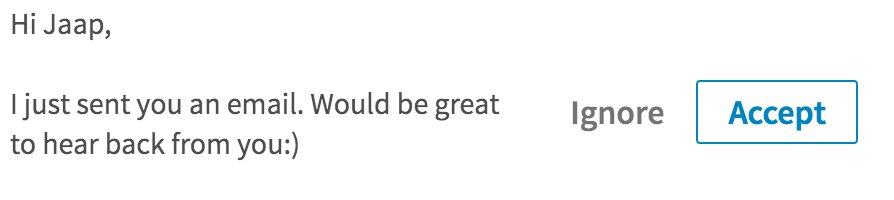 A LinkedIn contact request that starts with "Hi Jaap" instead of "Hi Dean"!!