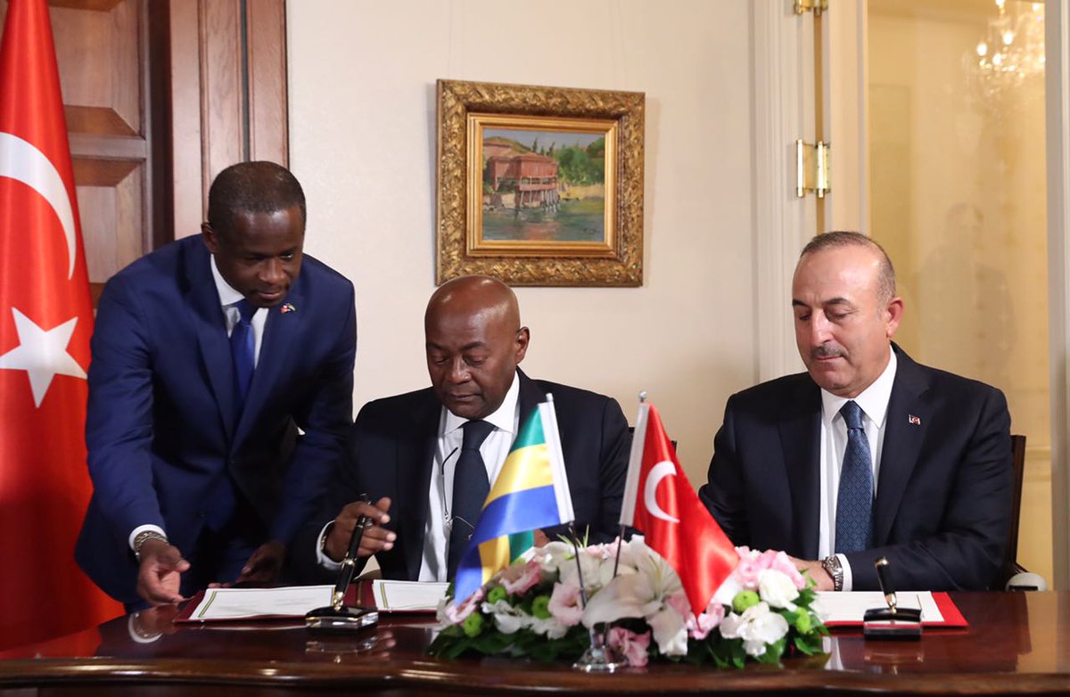 MevlutCavusoglu's tweet photo. Signed the Memorandum of Understanding on cooperation between Foreign Ministries of #Turkey-#Gabon in the field of archives. https://t.co/yk8wBEnNgs