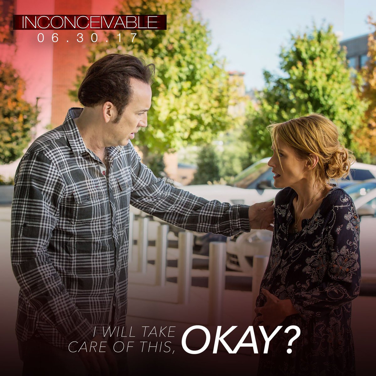 Is Katie telling Brian the truth? See #NicolasCage and @NickyWhelan in #InconceivableMovie in theaters and on demand June 30th!