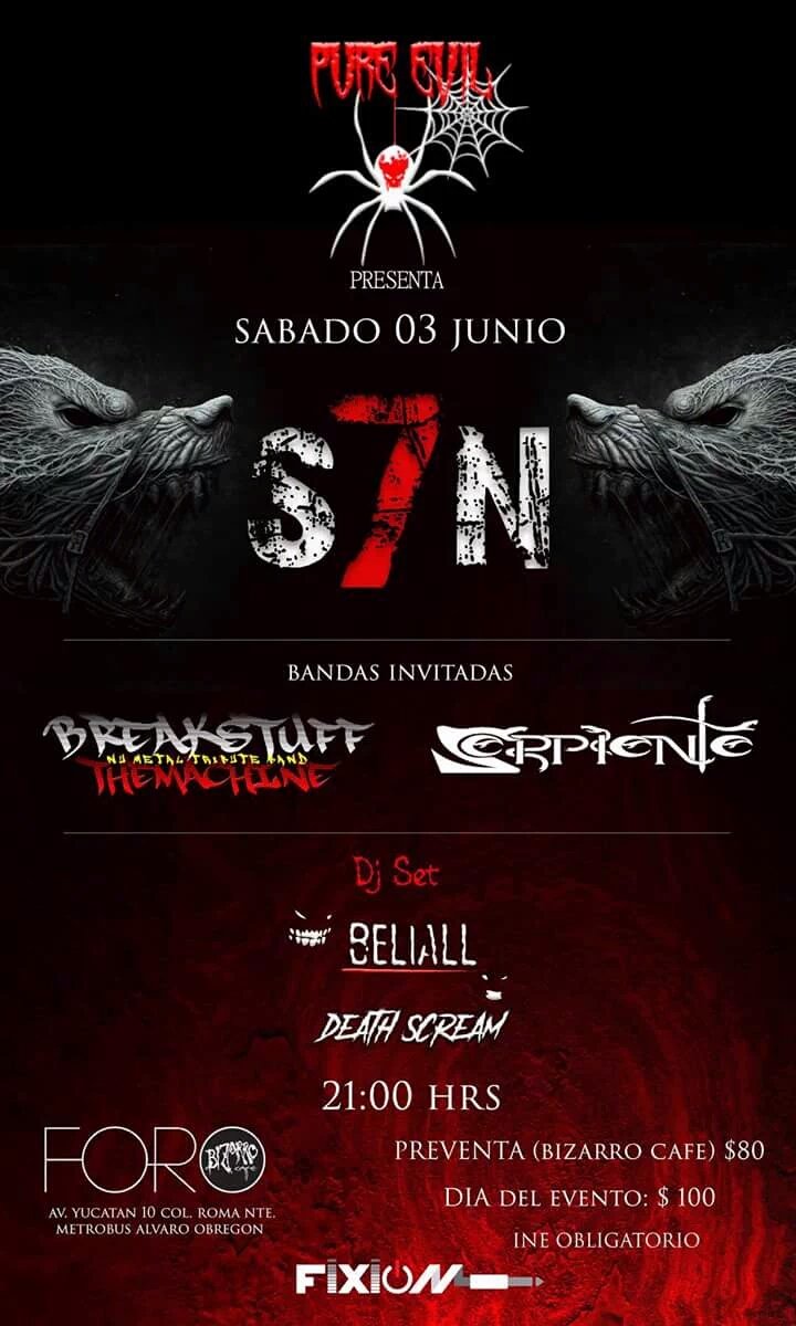 Este sábado 3 de Jun 
<a href="/S7Nmusic/">S7N</a> en el Foro de <a href="/BizarroCafe/">Bizarro Café</a> 
Pum!