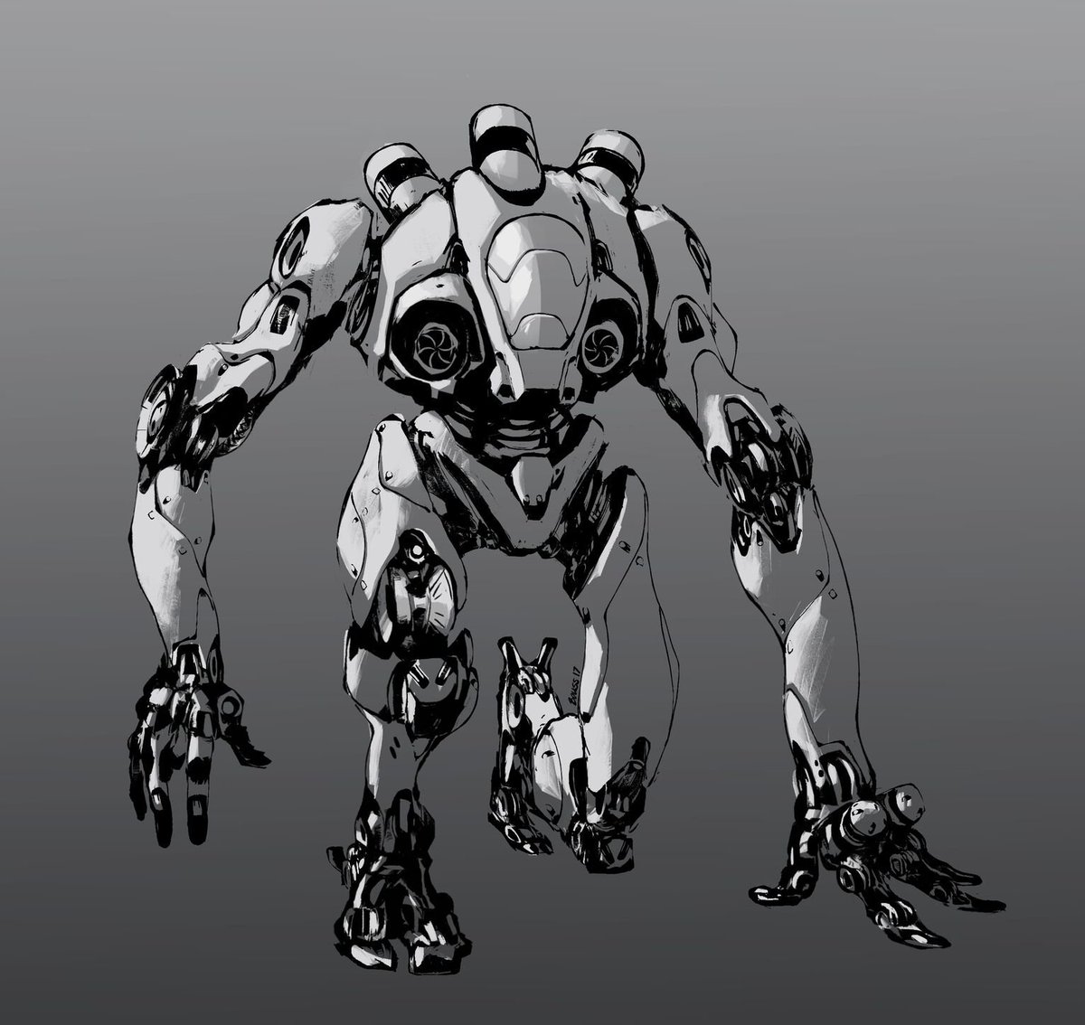 IllustrationJim's tweet photo. My friend @Bouss_Bouss draws robots so well, I don't understand why he doesn't have more followers with his great black&amp;white designs ! 👌 https://t.co/KYbqtjuHWo