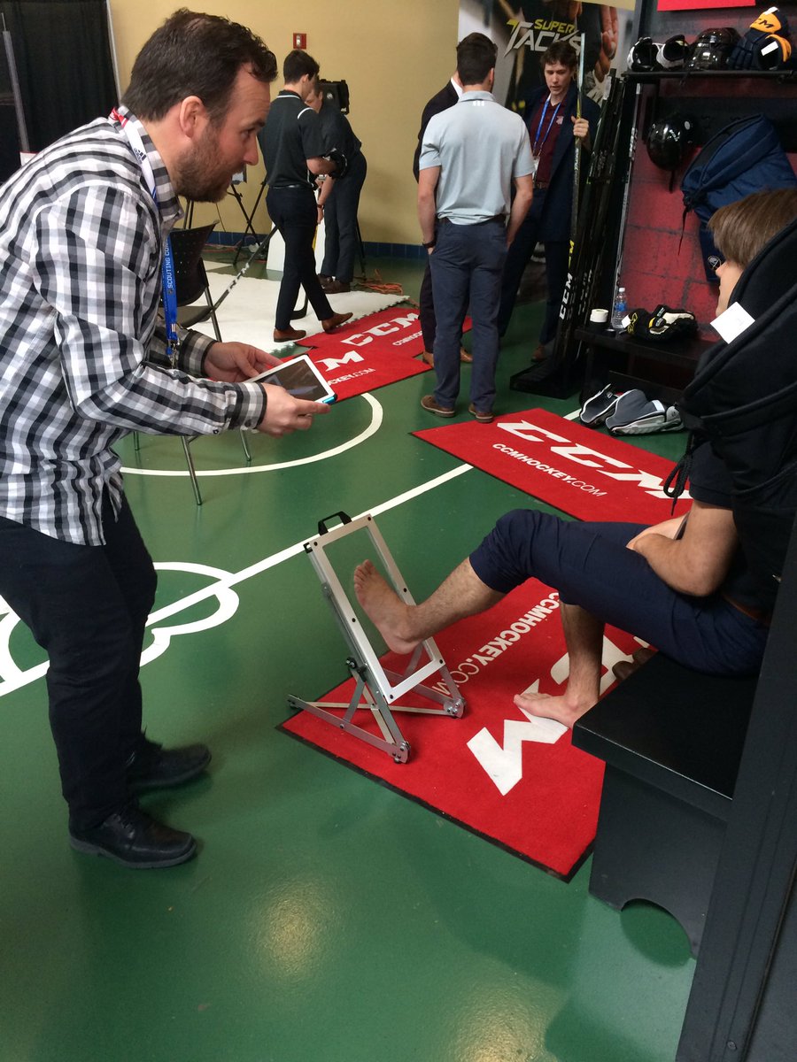 CCM_Pro's tweet image. The evolution of skate fitting is in full force in the @CCMHockey booth during the @NHLCentralScout Comdine.