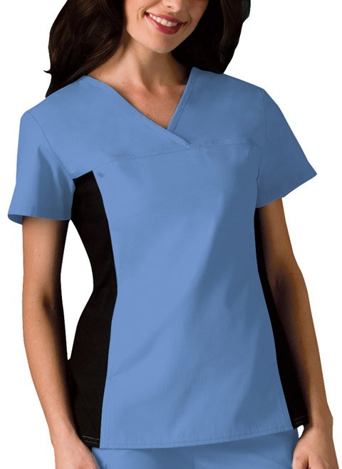 CherokeeEnLinea's tweet photo. La camisa de dama 2874 con cuello V, paneles laterales suaves y elásticos en color de contraste de punto. Dos bolsillos ocultos. https://t.co/USyHZ429nv