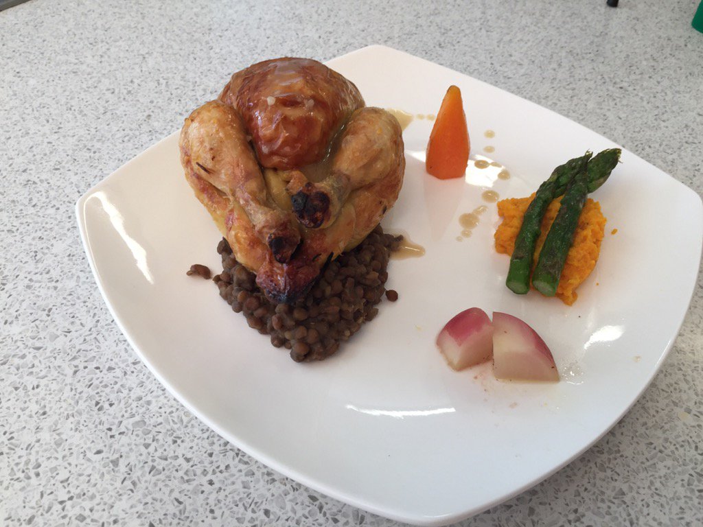 ThingsICooked's tweet photo. Poisson on truffle flavoured lentils with carrot mash, pickled turnip, asparagus, carrot, sauce. #notelegant #delish! https://t.co/JCJjMSfbcr