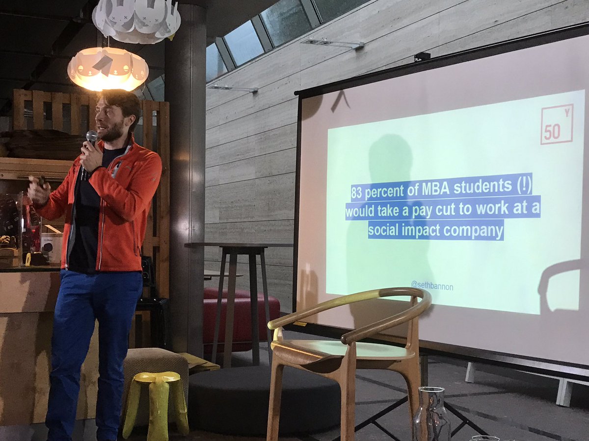 Fascinating talk by <a href="/sethbannon/">Seth Bannon</a> on how millennials are planning to leave trad comps soon for purpose-driven startups #omgkrk #Krakow