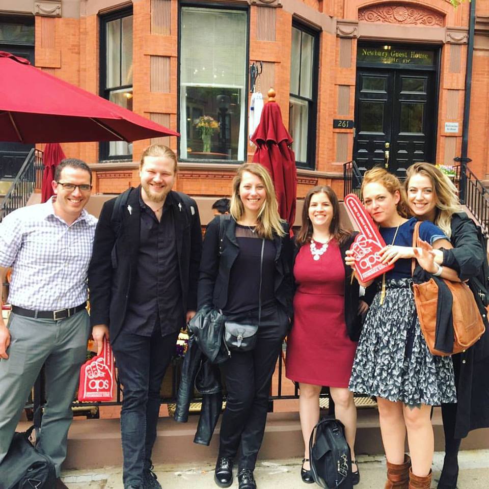 CUNY_Philosophy's tweet photo. Alumnus Ben Abelson (2nd from left), PhD student Joanna Smolenski (far right), &amp; collaborator Elisabetta Sirgiovanni at #aps17bos https://t.co/9S5xPFx1da
