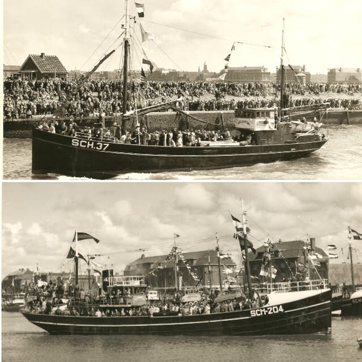 Vlaggetjesdag1's tweet photo. SCH-37 en SCH-204. #70jaarvlaggetjesdag #historischplaatje #haringlogger #herringlugger https://t.co/YOJemlgA6N