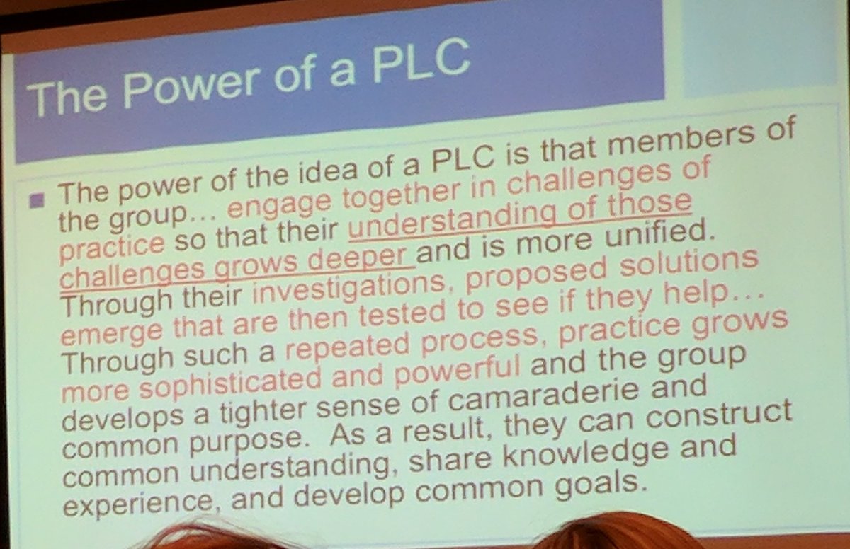 frpedagogue's tweet photo. Katz reminded us of the narrow definition of a PLC that works #erlcpl https://t.co/ED4VZj2aqQ