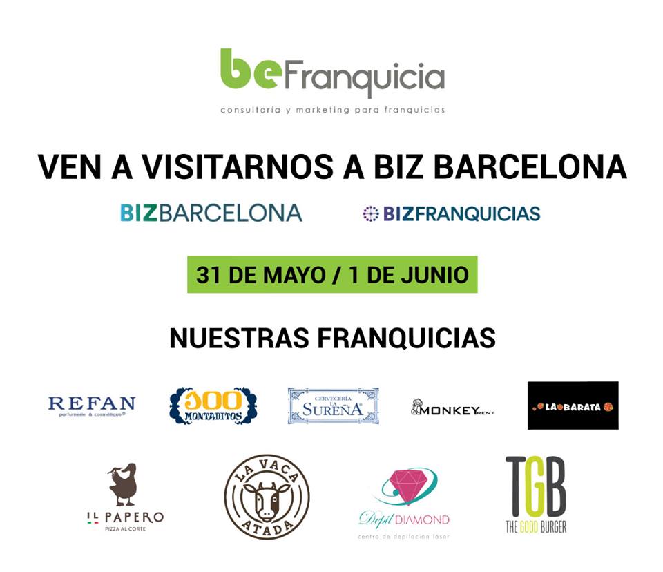 Franquicianet's tweet photo. @befranquicia ya lo tiene todo preparado para #Bizfranquicias @bizbarcelona ¡No dejes de pasar por su stand (E524) para asesorarte! https://t.co/QaItWwTViJ