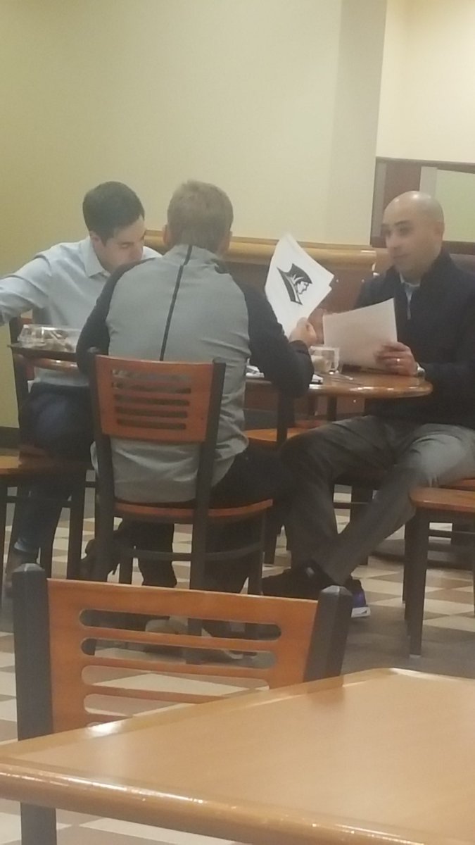 PC hockey lunch in alumni cafe with <a href="/nap16/">Steven Napolillo</a> <a href="/CoachLeaman/">Nate Leaman</a> #GoFriars