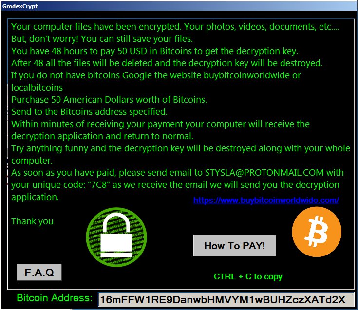 JakubKroustek's tweet photo. Someone has added GUI on top of the #Crypt888 #ransomware -> #GrodexCrypt. Still decryptable https://t.co/XszFEZObrj https://t.co/gwoIVeGpLY https://t.co/Ct64m01Mwq