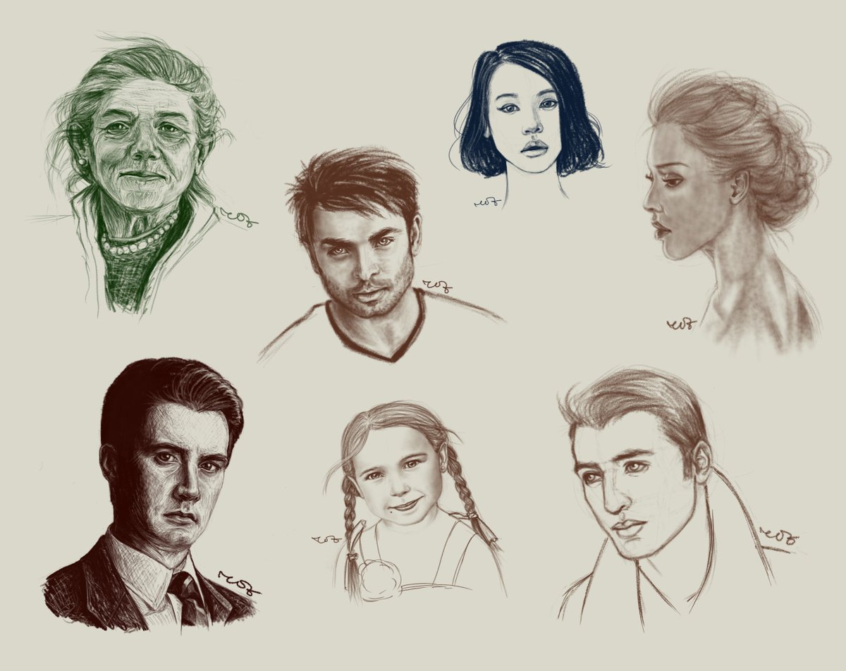 ArtofRoz's tweet photo. Week 2 of my #dailyhuman project (23 - 29 May 2017)! YAY! Agent Cooper's also included, in case you've missed him before :) @MyPaintApp https://t.co/pvRoY2dWXT