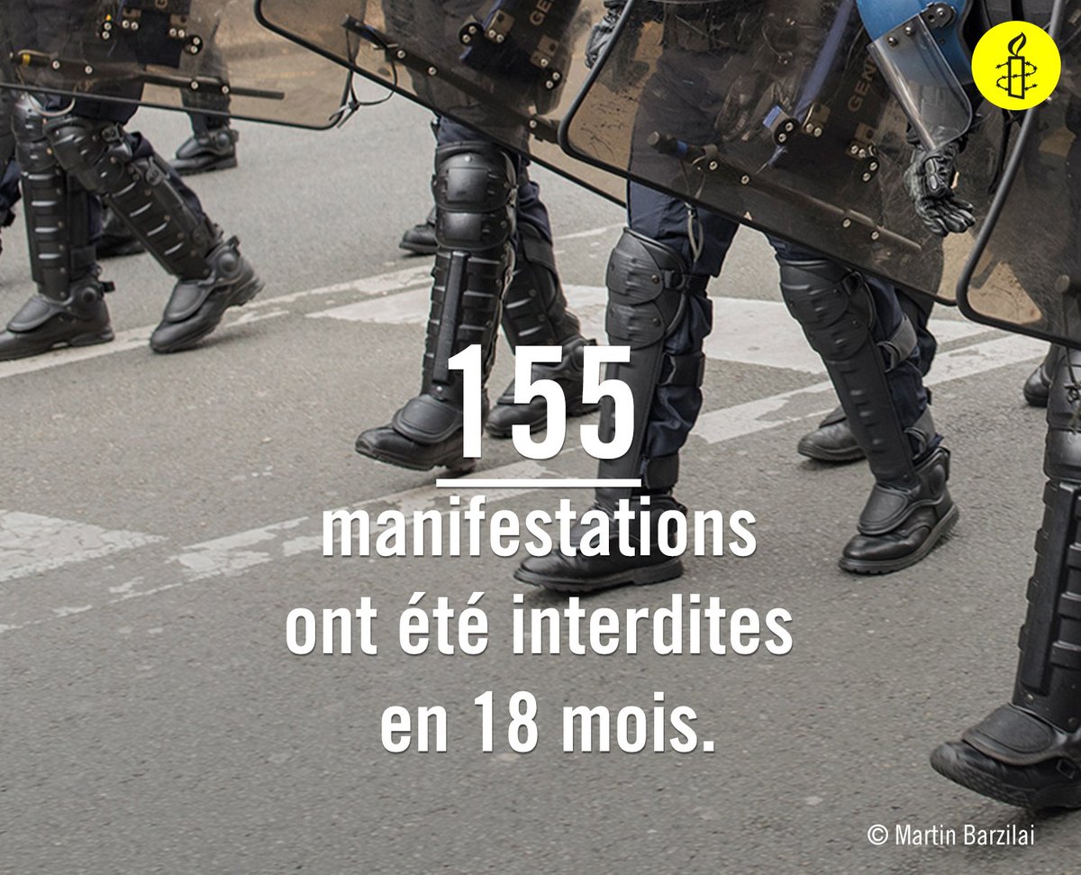 En France, sous état d'urgence, 155 manifestations ont été interdites en 18 mois. bit.ly/2qCq7hV