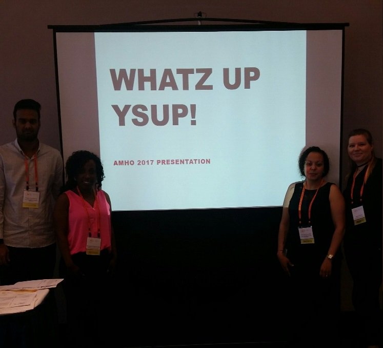 LorettaGSC's tweet photo. @GoodShepherdHam @STJOESHAMILTON Youth Substance Use Program (YSUP) staff are ready to present at the @AMHOnt conference today #AMHO2017 https://t.co/3ytg7jQt94