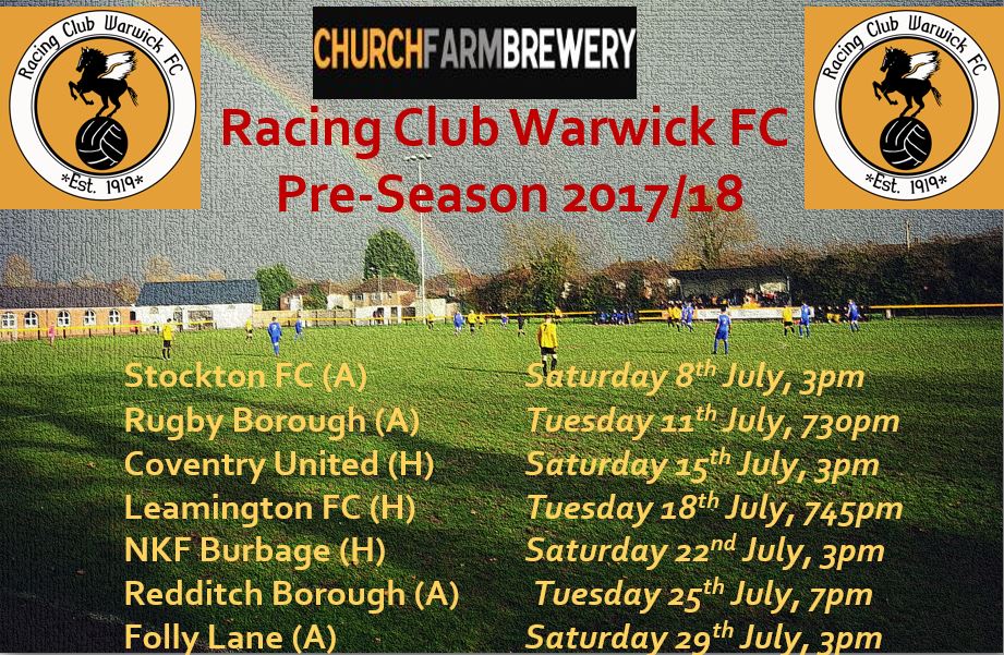 Racing Club Warwick PreSeason Fixtures KM Sport