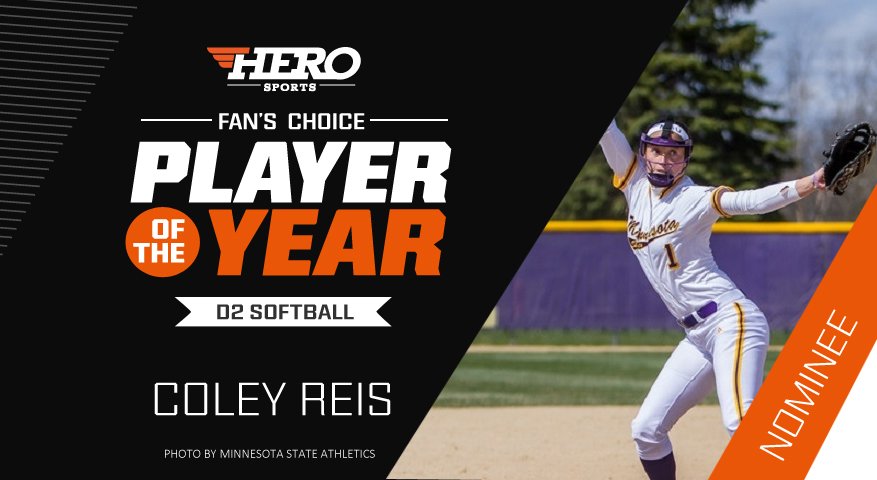 HEROSportsSB's tweet photo. @MinnStSoftball's Coley Reis was DOMINANT all season long going 41-3. Is she the #D2SB Player of the Year?

VOTE: https://t.co/cNN9On73yE https://t.co/EVEebm1hIb