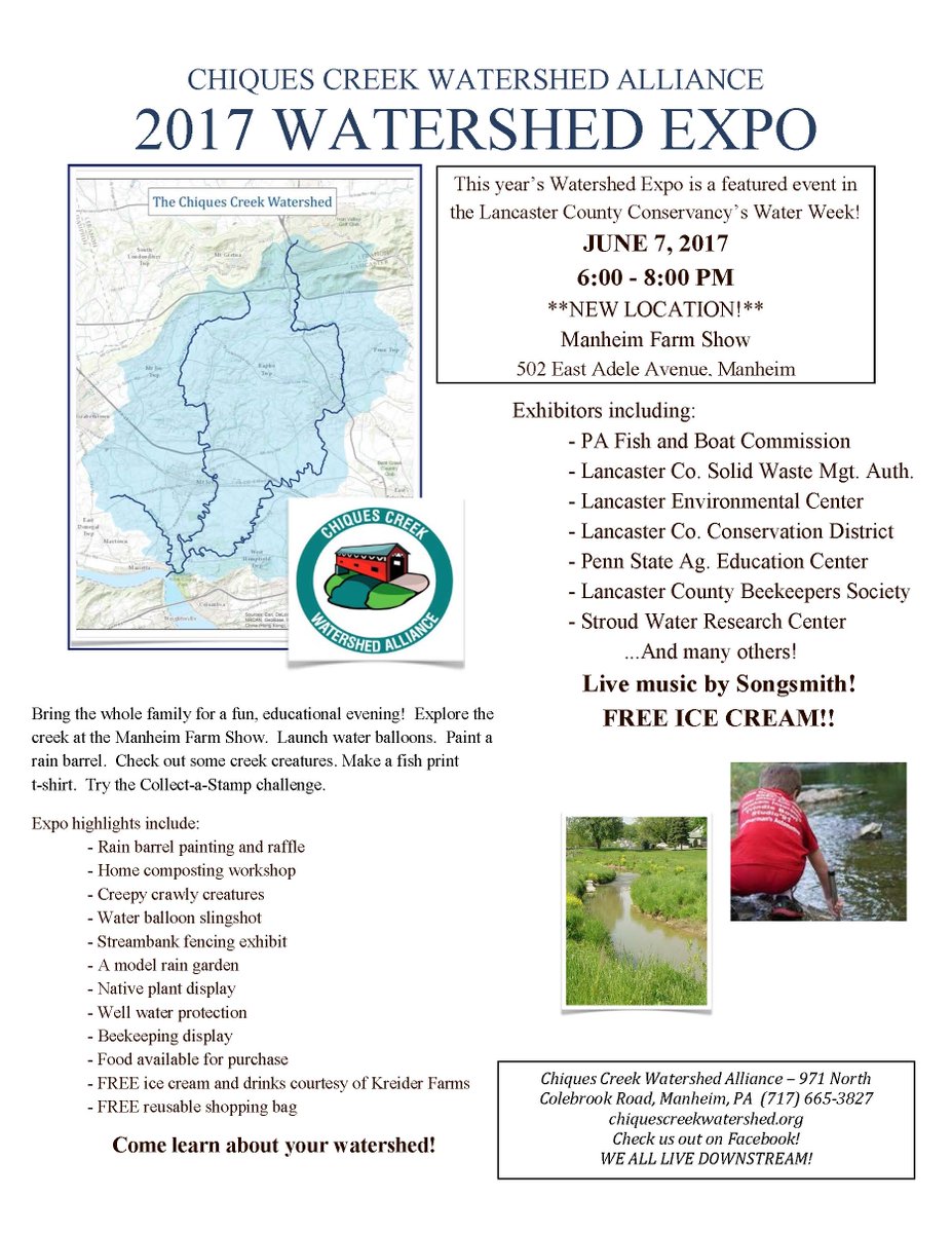 manheimboro's tweet photo. 2017 Chiques Creek Watershed Expo - June 7th! https://t.co/k1zdRRyEkb