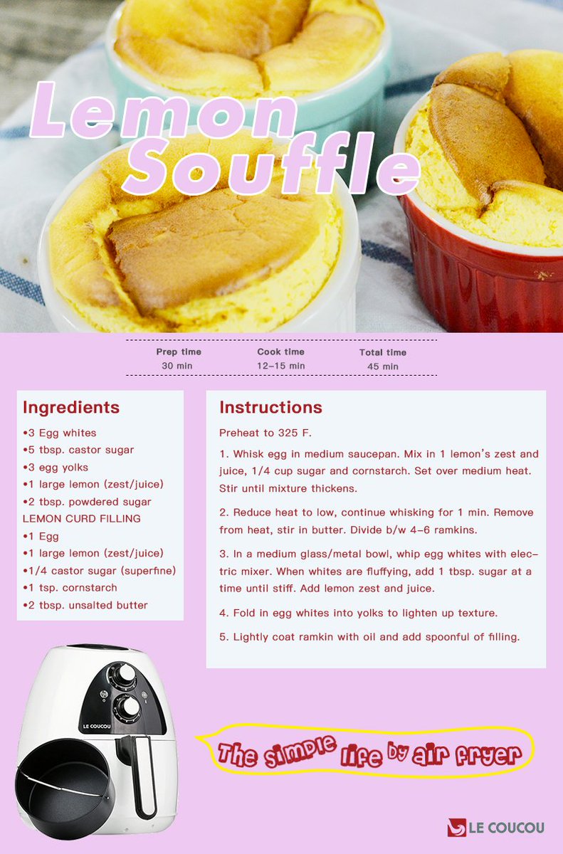LeCoucouKitchen's tweet photo. Single serve #zesty #lemon #souffle #ramkin #recipe #card designed specifically for Harmony #airfryer https://t.co/Agp4j5YUvo