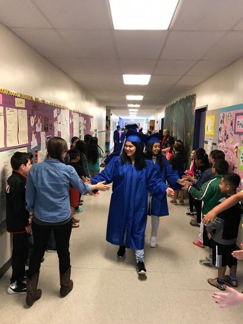 ais_whs's tweet photo. Look at all those smiling faces as seniors take a trip down memory lane in their elementary and middle schools for the Senior Walk! https://t.co/qU2Dc6woSU