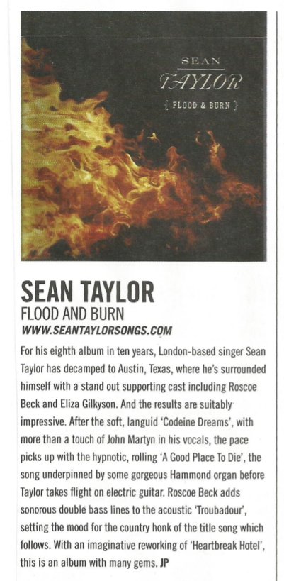 SeanTaylorsongs's tweet photo. Lovely review in @acousticmag of 'Flood & Burn' ... ''This is an album with many gems'' #FloodAndBurn @propermusic1 https://t.co/alXNoZ3MNA