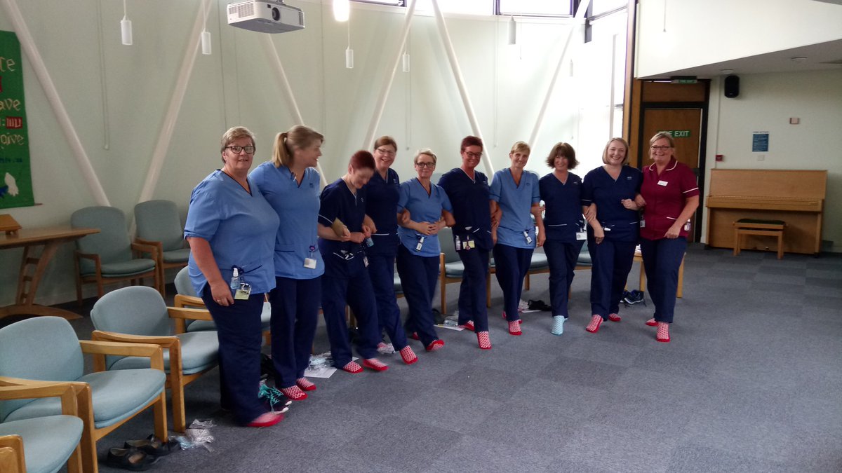Samantha_herdez's tweet photo. 'Walking our way' with nurses trying out Grip slipper socks for our patients to assist in  reducing the risk of falls. @NHSBorders. https://t.co/KUihAKMeDs