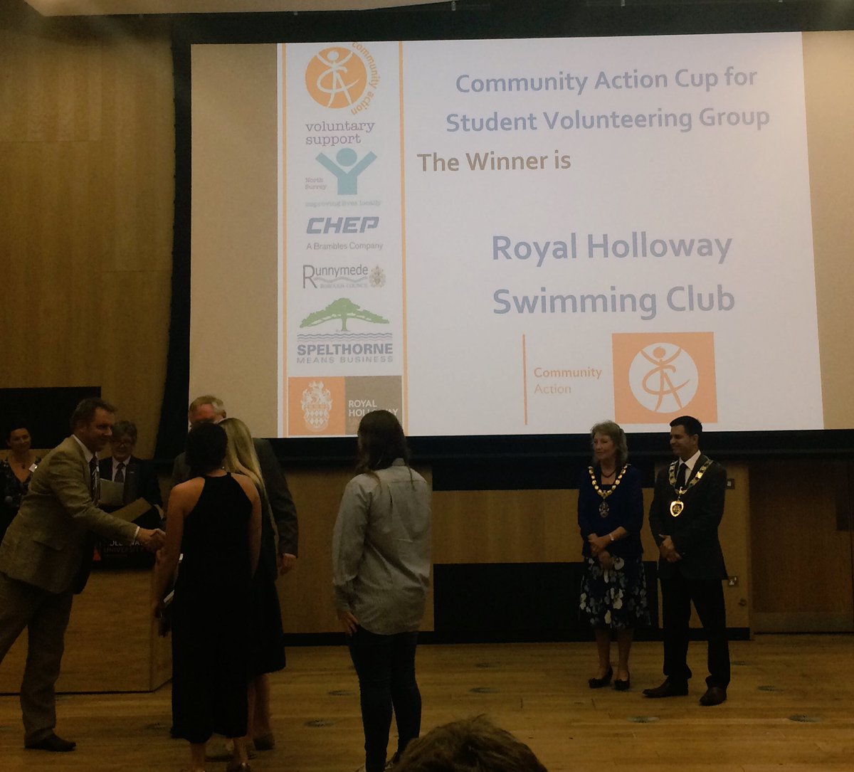 SURHUL's tweet photo. Congratulations to @RH_Swim for winning the @RHUL_CommAction Cup for Student Volunteer Group of the Year #RSVolAwards #volunteerweek 🏆 https://t.co/INgcXW6qIf