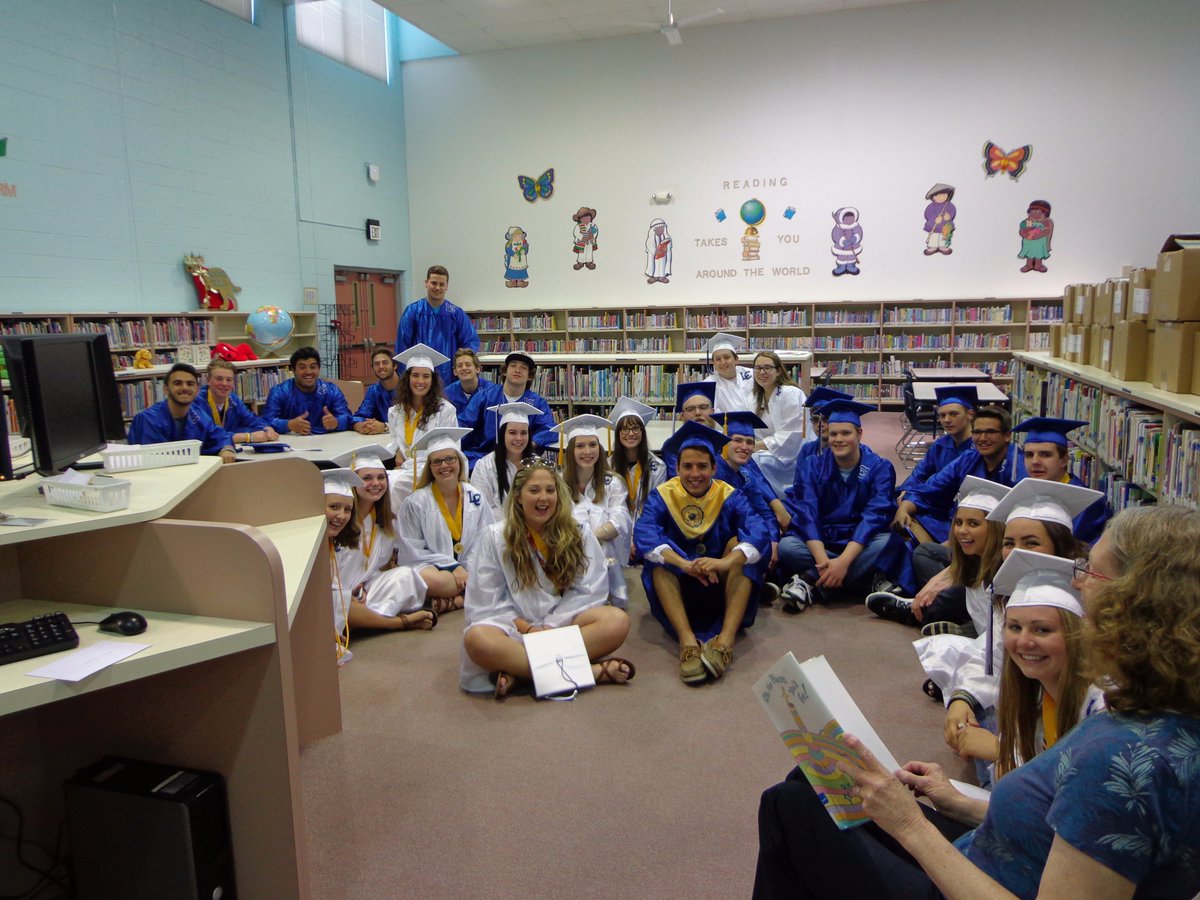 Kollingelem's tweet photo. Mrs. Fertig takes one final opportunity to read to Kolling alums of the LC class of 2017: Oh, the Places You'll Go! Congratulations seniors! https://t.co/60bWwaZBcv
