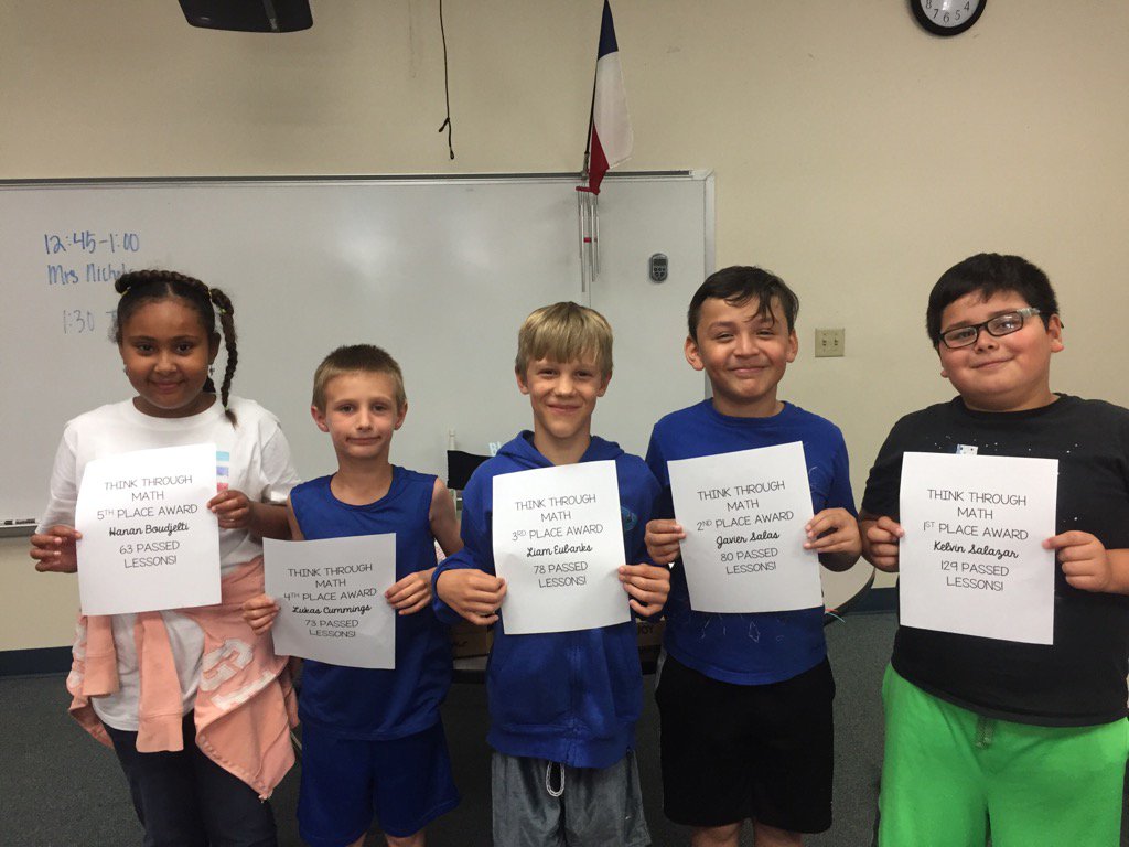 MissHendo123's tweet photo. So proud of all the hard work from my top 5 in #thinkthroughmath ! 1st place had 129 passed lessons! #barronlearns https://t.co/RTu4lBal7z