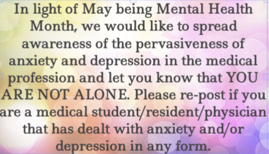 COSGP's tweet photo. Please re-post if you are a medical student/resident/physician that has dealt with anxiety and/or depression in any form. #Save400 https://t.co/LxMLw7gYmn