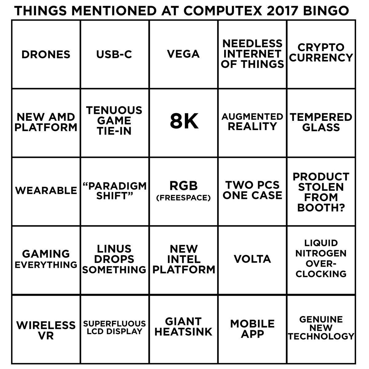CORSAIR's tweet image. #COMPUTEX is happening this week. We&apos;ve got bingo sheets ready for all the things you&apos;re likely to hear this year.