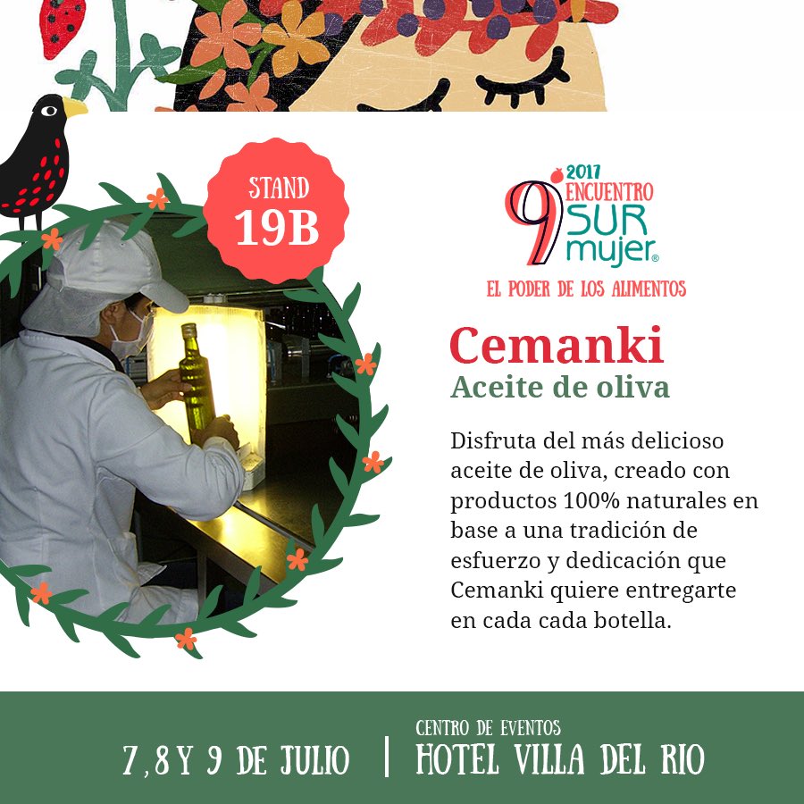 SurMujer's tweet photo. Cemanki Aceite de Oliva si que sabe lo importante que es #ElPoderDeLosAlimentos! Por eso este año también estarán en Sur Mujer <3 https://t.co/nThsIFJbV5