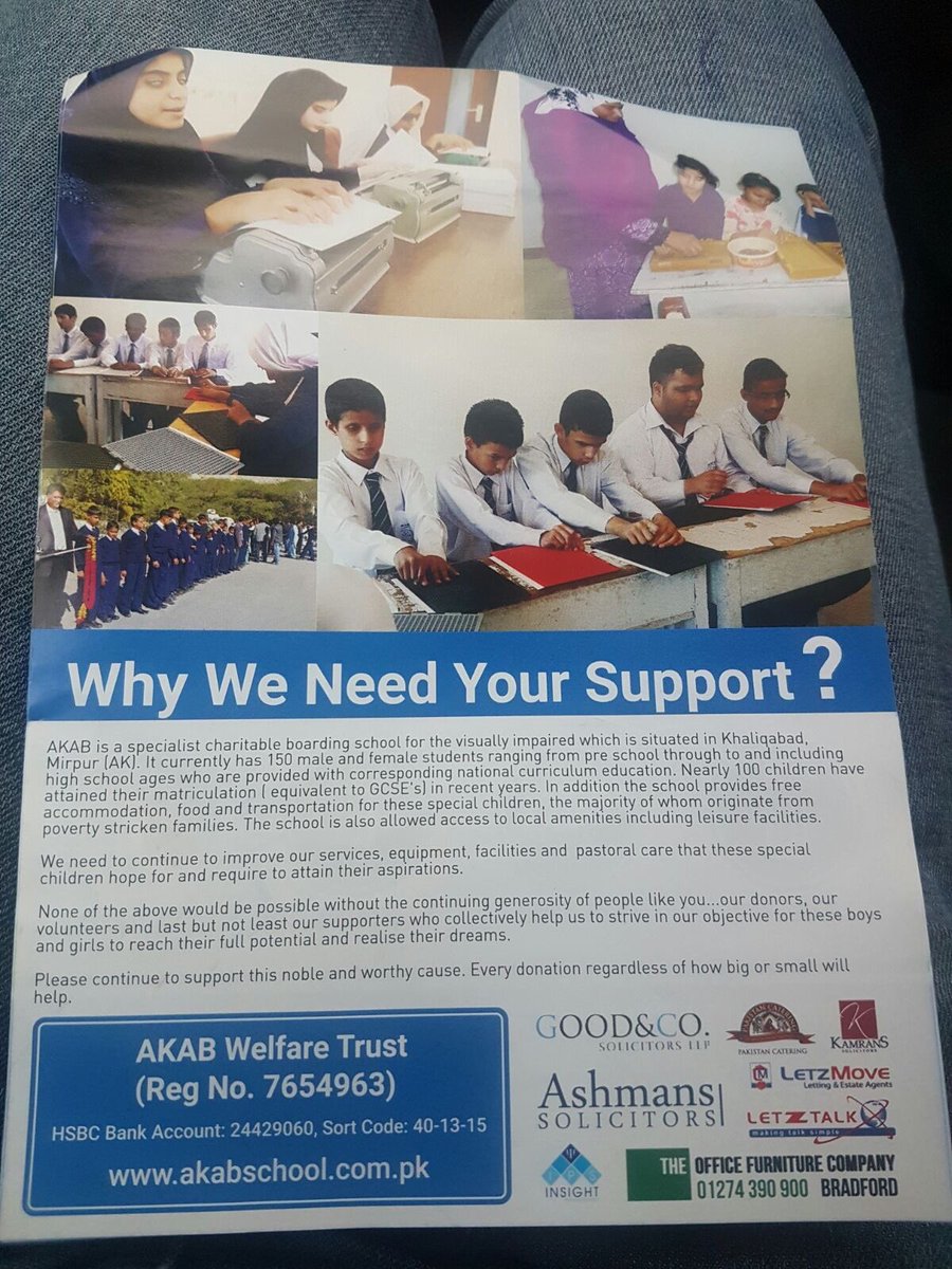 harrykingkhan's tweet photo. This little charity organisation is in Pakistan called AKAB. They have a orphanage for the blind kids let's try do our bit and donate https://t.co/u54QcY6RgX