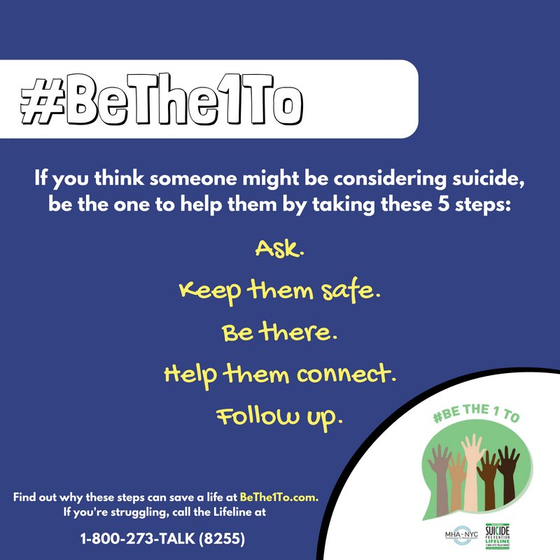 You can call <a href="/800273TALK/">The Lifeline</a> or <a href="/WashtenawCMH/">Washtenaw County CMH</a>'s crisis line at 734-544-3050, or text <a href="/CrisisTextLine/">Crisis Text Line</a> at 741471, anytime. #BeThe1To #TimeToTalk