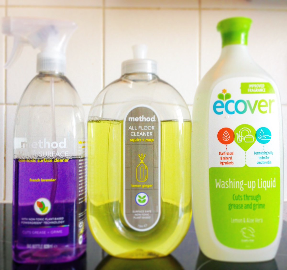 aggie_thompson's tweet photo. My plant-based, biodegradable, recyclable-bottled cleaning product collection is expanding! #themethodway @EcoverUK #greencleaning https://t.co/zF6bvmD2Bs