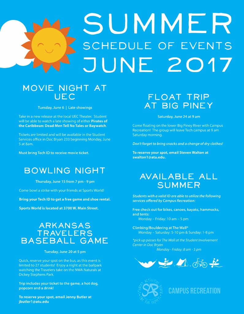 ATUGreeks's tweet photo. Just because the semester ended doesn't mean @ATUCampusLife is done with fun! Check out these events happening this summer: https://t.co/LcsI6I9Rbj