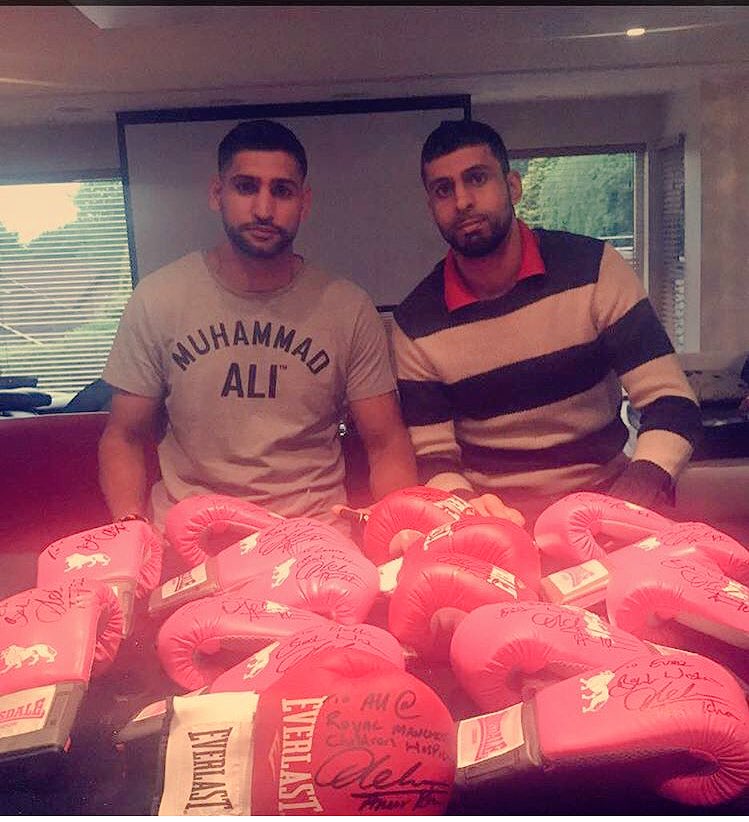 amirkingkhan's tweet photo. Gloves for the Royal Manchester hospital to give patients who suffered from the bombing. Thanks to @DrHitmanDaniel for the great idea. https://t.co/DhuN8UtPtz