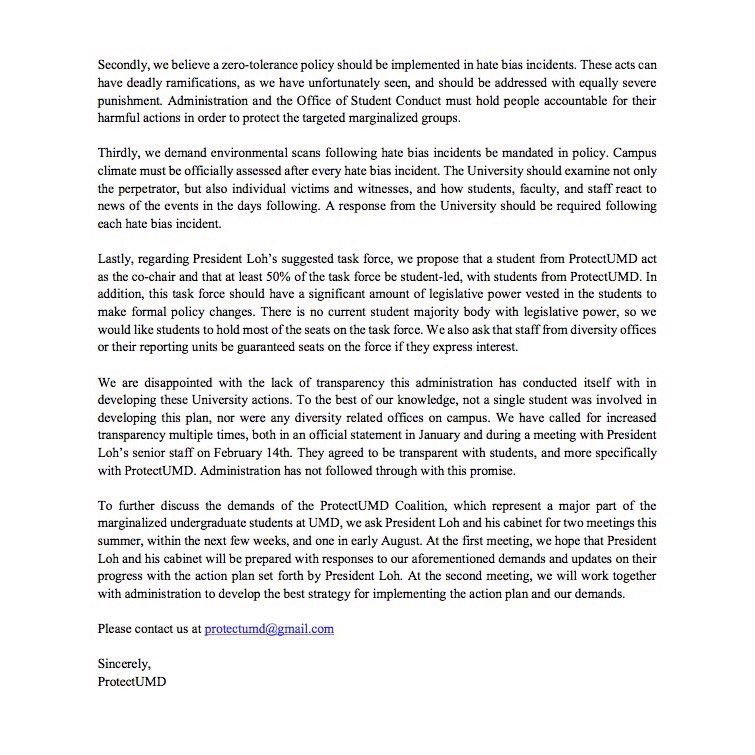 SIA_Chi97's tweet photo. ProtectUMD's Response to President Loh's email and Action Plan. #FearTheTurtle #ProtectUMD https://t.co/8gfWXQFX4q