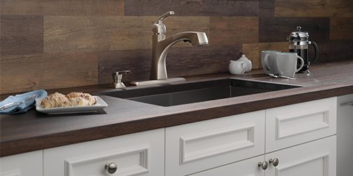 deltafaucet's tweet photo. Explore how wood brings warm tones and earthly beauty to bathrooms and kitchens: https://t.co/0bqcDXZvkv https://t.co/YHOFk2JW1f