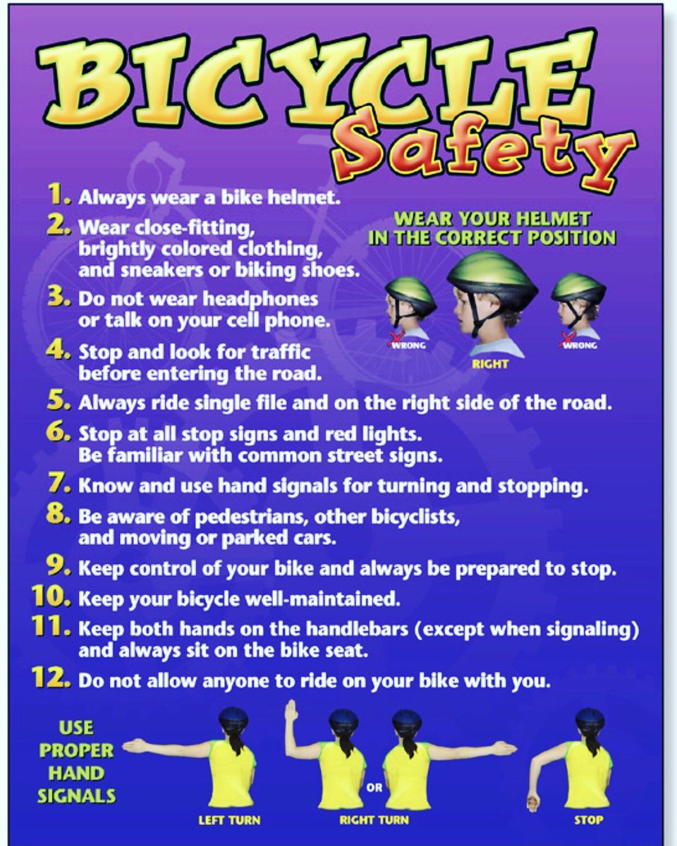 sd4kbbikesafety's tweet photo. #NationalBikeMonth #May2017 #BicycleSafetyTips
12 Tips to safe biking‼️
#slowdown4kaylabrown #sd4kb #sd4kbBikeSafety #rememberingKayla 🦋 https://t.co/z6wP8mi1S1