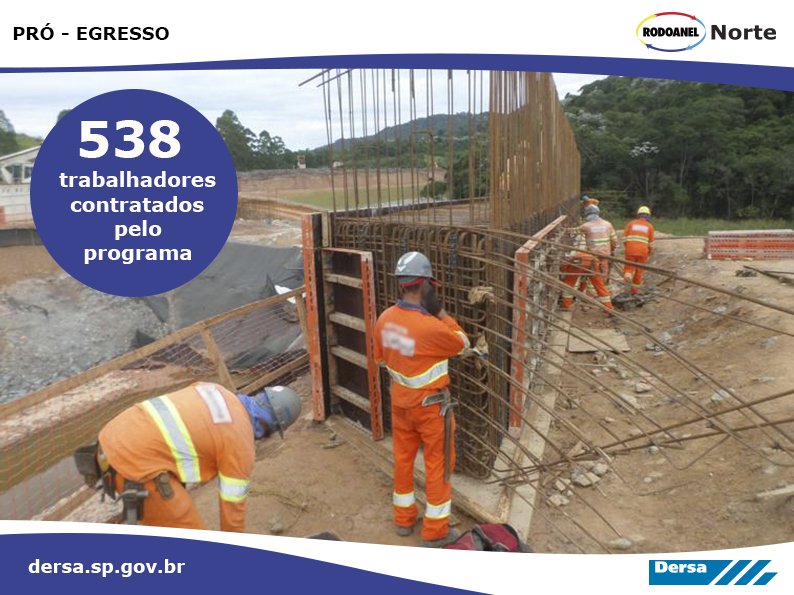 RodoanelNorte's tweet photo. O Rodoanel Norte, junto com o Programa Pró–Egresso da @sapsp do @governosp, continua contratando trabalhadores para seus canteiros de obra. https://t.co/pdZfoscYri