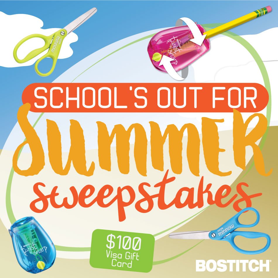 BostitchOffice's tweet photo. Enter our School's Out for Summer Sweepstakes for a chance to win $100 gift card + much more! Enter here: https://t.co/DhoaJc27ww https://t.co/L2QunPw6q1