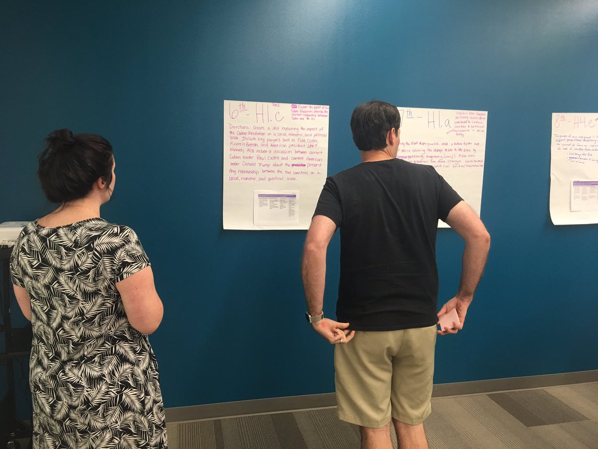 becca_s_goddard's tweet photo. Learning Architects assessing alignment of rubrics to performance tasks, scales, DOK Levels &amp; standards. #therightwork @FCShumanities https://t.co/IIR05G0Ydo